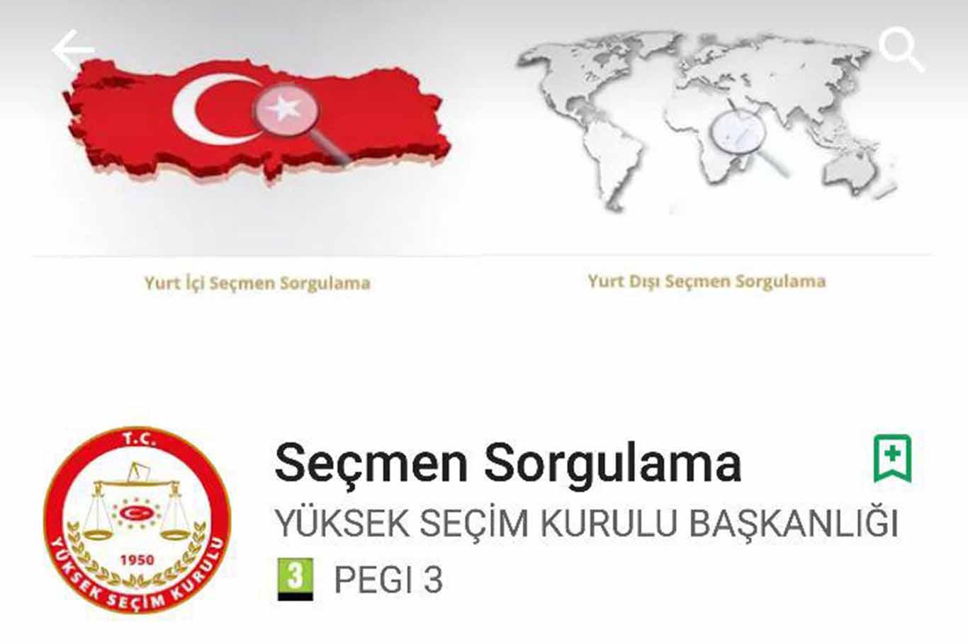 Seçmen listeleri mobil uygulamada Seçmen listeleri mobil uygulamada